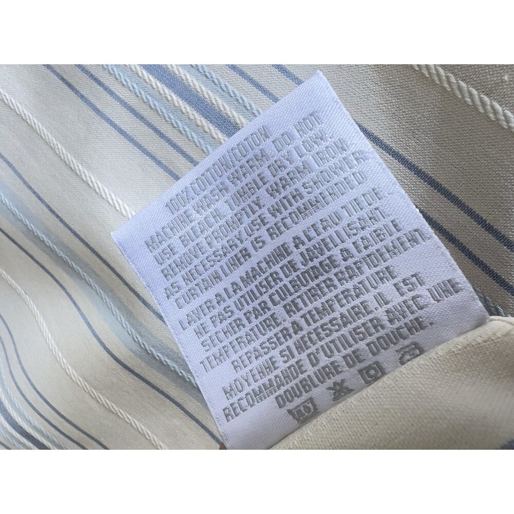 RESTORATION HARDWARE Shower Curtain Light Blue Cream Cabana Striped Cotton 74x73 - Picture 4 of 8